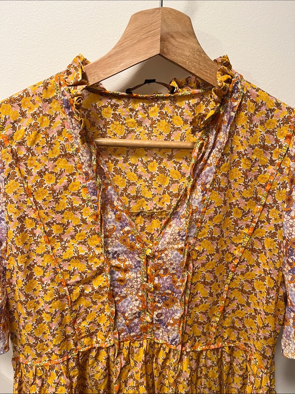 Maje Rissolette Contrast Panel Floral-Print Cotton Dress size 36 - Picture 7 of 9